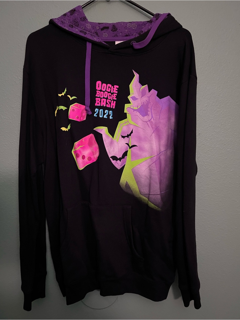 Disney Black Hoodie with Purple & Neon Green Oogie Boogie Bash Graphic